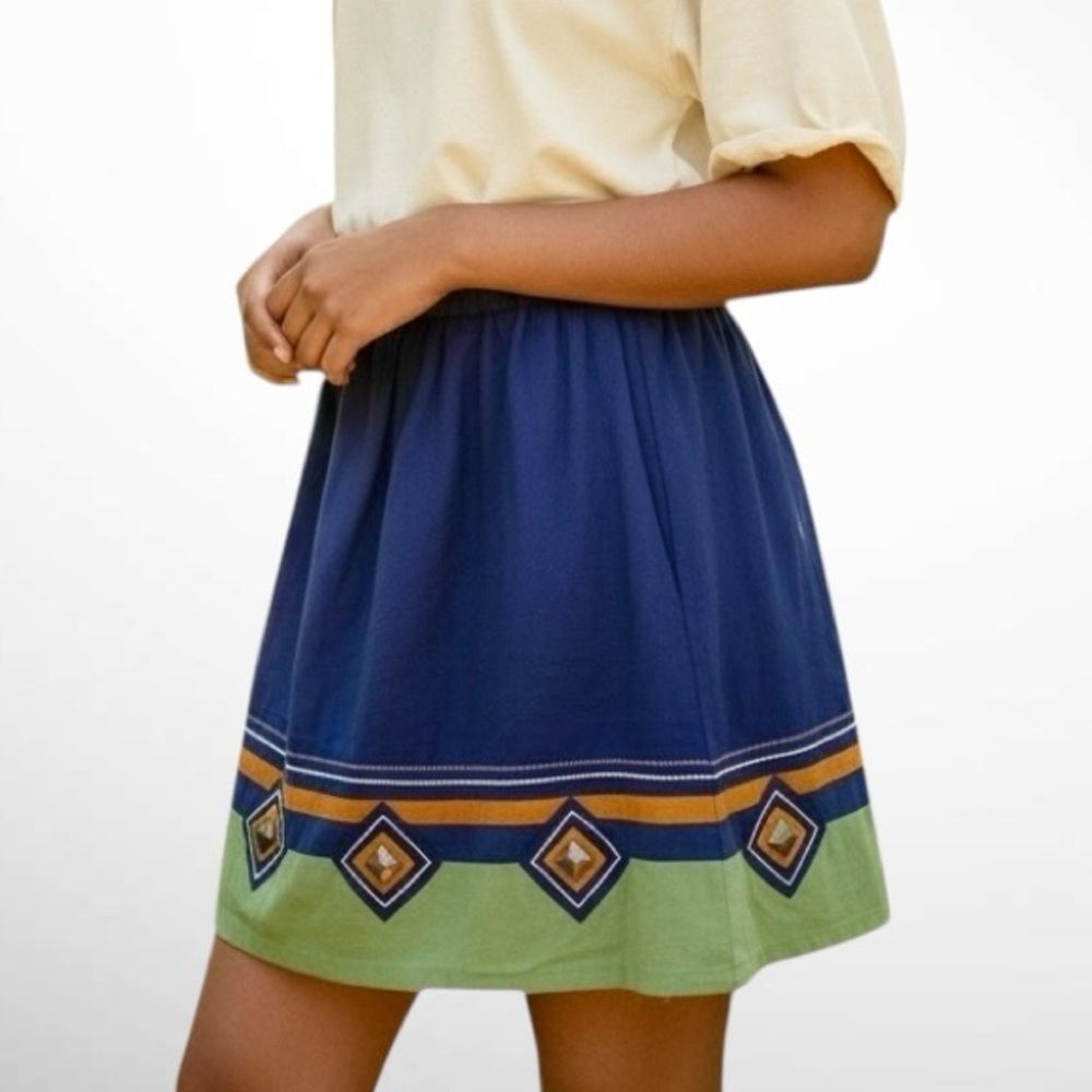 Fossil 100% Cotton Pullon Elastic Waist Embellished Skirt